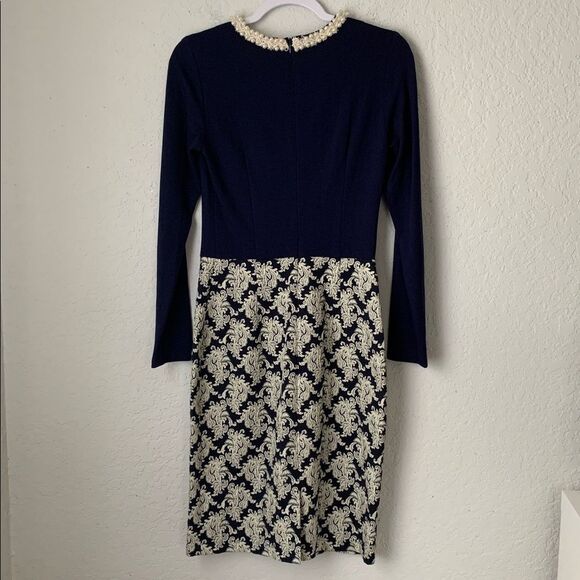 Loren KLaisrie Long Sleeve Pearl Embellished Neckline Dress Size EU 36/US 6 - Picture 8 of 13